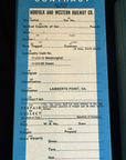 Vintage NORFOLK AND WESTERN BLANK WAYBILL Contract Lamberts Point VA LOT Sheets