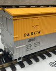 LGB 4067D01 Rio Grande Wood Sheathed Boxcar D&RGW Yellow 4067 G Scale LN