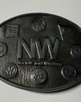 LOT OF 3 VINTAGE METAL NORFOLK AND WESTERN RAILWAY BELT BUCKLES N&W RAILROAD