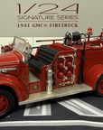 1941 GMC FIRE TRUCK ENGINE RED WITH ACCESSORIES 1:24 BY ROAD SIGNATURE 20068