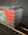 LGB 49670 WOODSIDED STARBUCKS BOX CAR, G SCALE Used EZROLL Metal Wheels