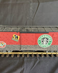LGB 49670 WOODSIDED STARBUCKS BOX CAR, G SCALE Used EZROLL Metal Wheels