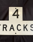 Vintage Original 4 TRACKS RAILROAD SIGN Aluminum Excellent Layout 27-1/4 x 18