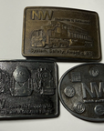 LOT OF 3 VINTAGE METAL NORFOLK AND WESTERN RAILWAY BELT BUCKLES N&W RAILROAD