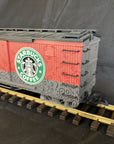 LGB 49670 WOODSIDED STARBUCKS BOX CAR, G SCALE Used EZROLL Metal Wheels