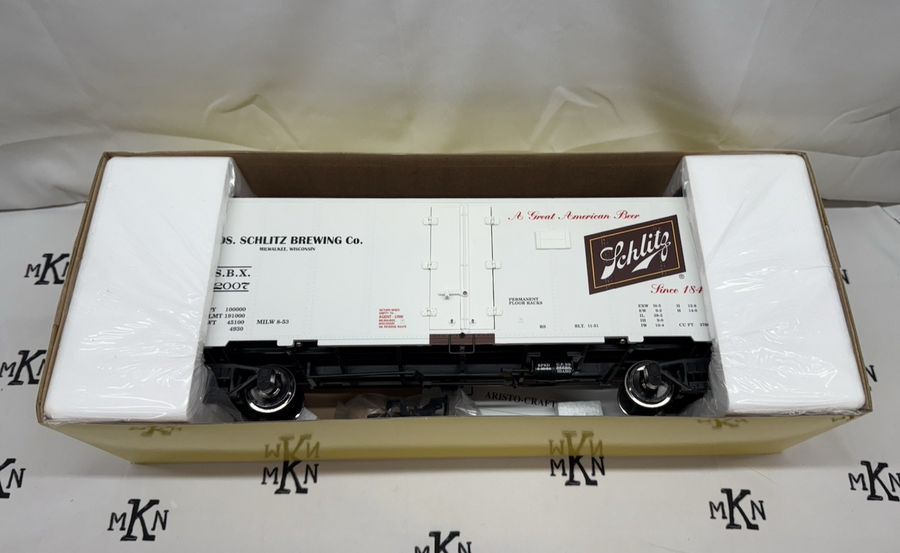 ARISTO CRAFT ART 46202 SCHLITZ BEER Reefer METAL WHEELS G SCALE LN/BOX