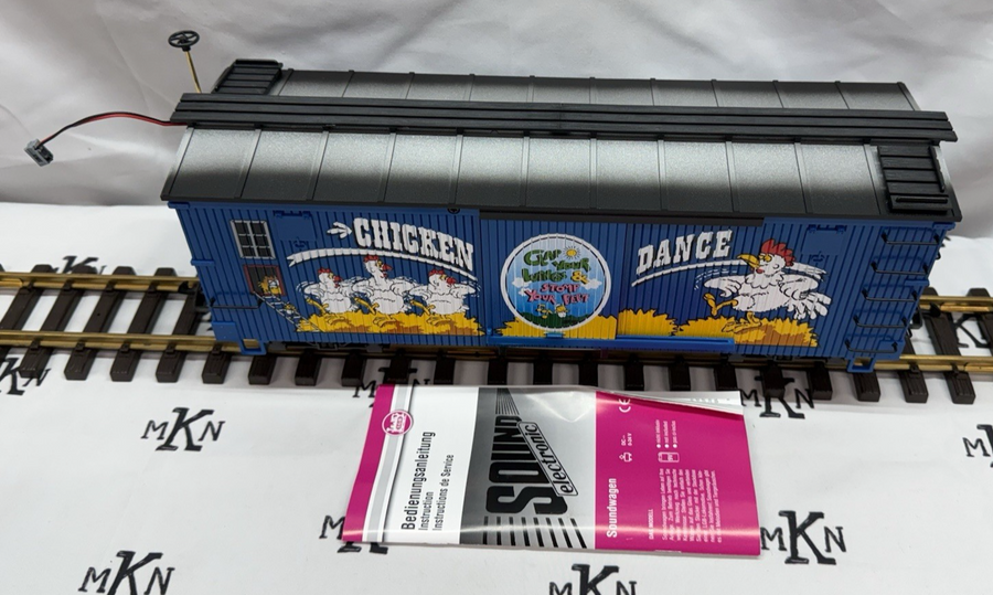 LGB 44671 Chicken Dance Boxcar with Sound Metal Wheels G Scale New Box/Sleeve