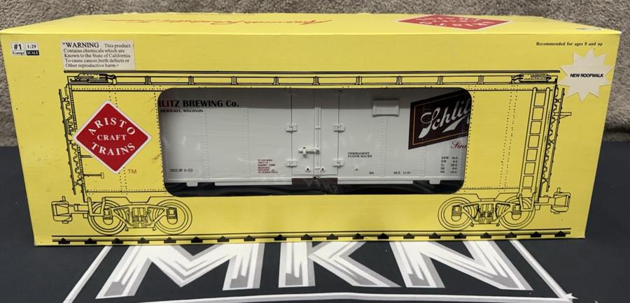 ARISTO CRAFT ART-46202 SCHLITZ BEER Reefer METAL WHEELS G SCALE LN/BOX