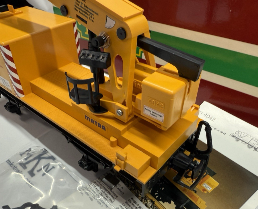 LGB 4042 G Scale Matra Yellow Construction Crane Car New with Sleeve