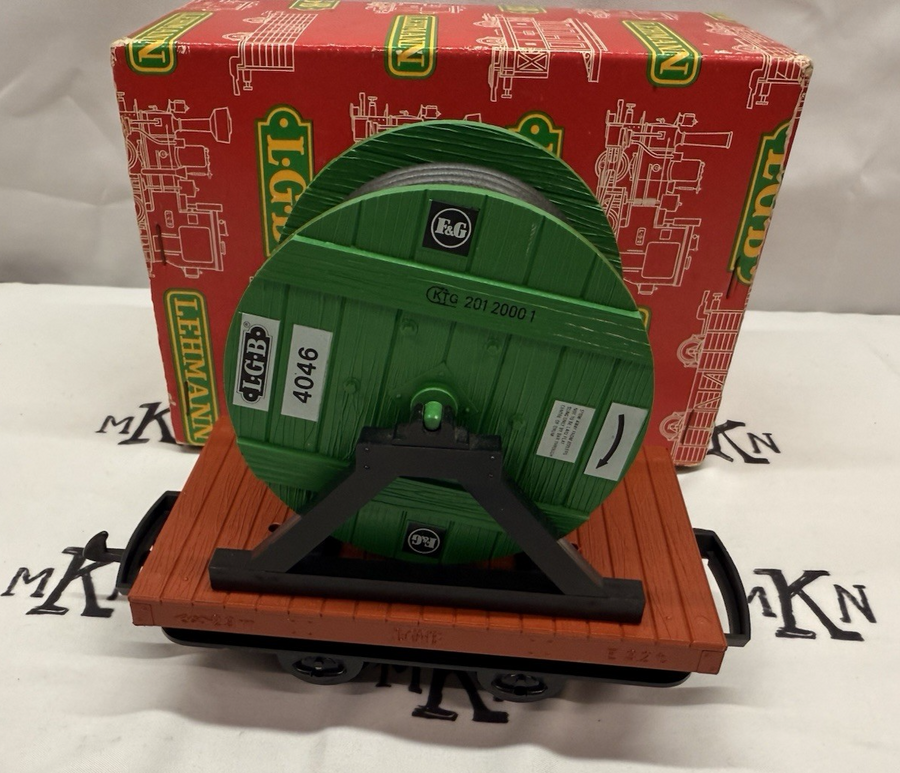 LGB 4046 Green with Black Reel Flat Car G Scale