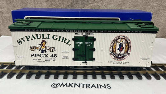 USA Trains R-16191 St. Pauli Girl Beer Reefer Car G Scale LN/box SPGX 45