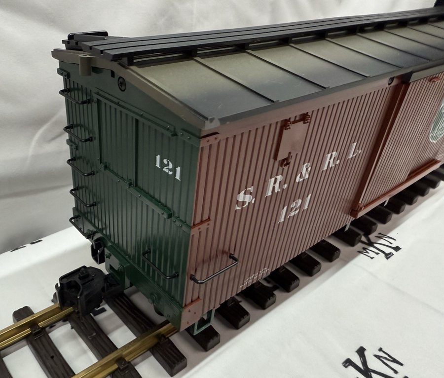 LGB 48670 Sandy River & Rangeley Lakes Boxcar metal wheels knuckles #121 G Scale