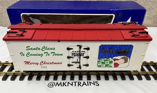 USA Trains R1300 G Scale Christmas 1991 Santa Is Coming To Town Reefer Car LN