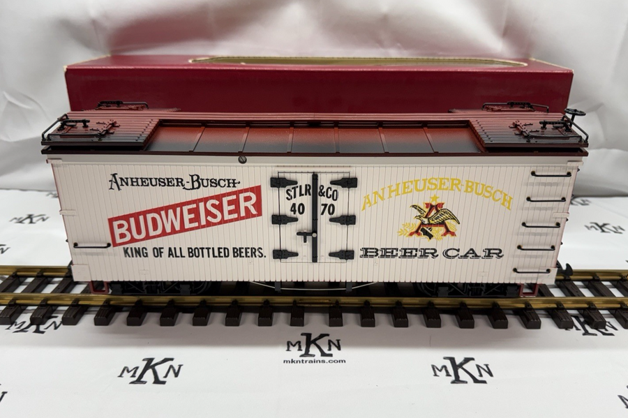 LGB 4070 Budweiser Woodside Reefer Car G Scale EX/Box