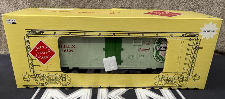 Aristo Craft ART 46205 Heineken Beer Reefer green metal wheels NEW/BOX G Scale