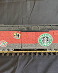 LGB 49670 WOODSIDED STARBUCKS BOX CAR, G SCALE Used EZROLL Metal Wheels