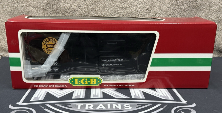 LGB G 47910 SOUTHERN PACIFIC BOXCAR G Scale EX/Box No Trucks Kadee