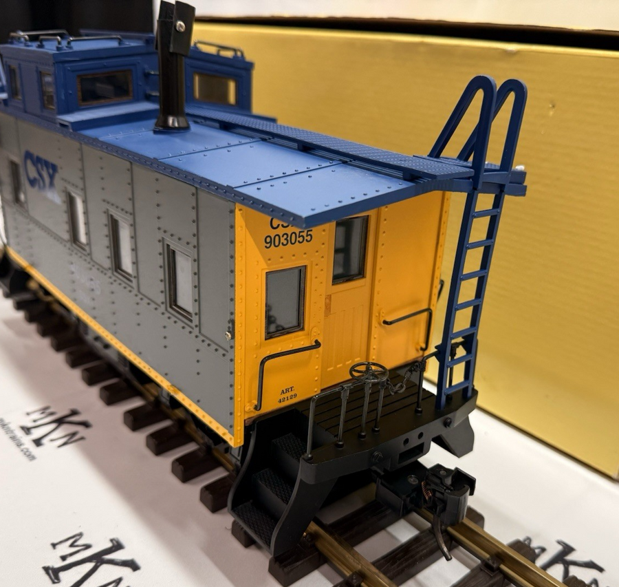Aristo Craft - Art 42129 CSX Steel Long Caboose Metal Wheels Kadee EX/Box