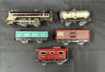 Marx Electric Train Set w 6 inch tin cars, Commodore Vanderbilt engine