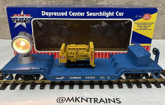 USA Trains R17233 DEPRESSED FLAT CAR WITH GENERATOR Searchlight G Scale New MINT