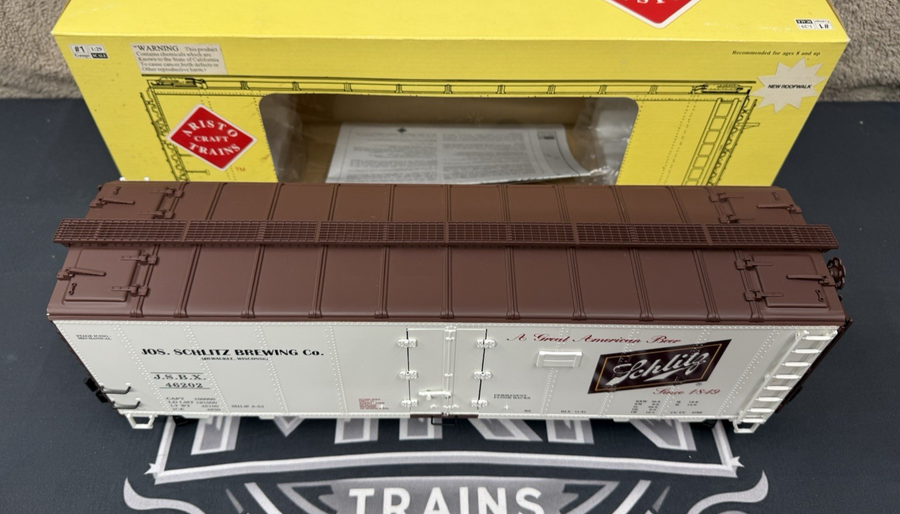 ARISTO CRAFT ART-46202 SCHLITZ BEER Reefer METAL WHEELS G SCALE LN/BOX