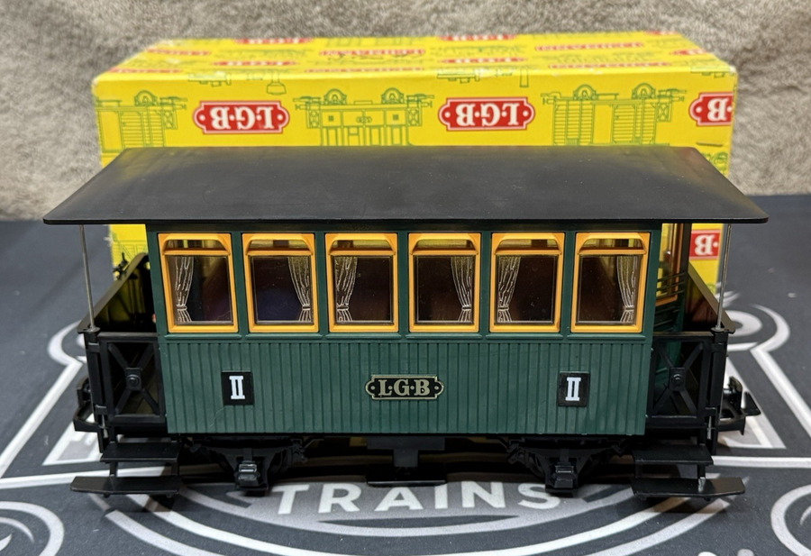 LGB 3040 G Scale 2nd Class Passenger Coach Wagon Car with Sanding Pads EX/Box