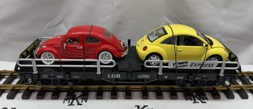 LGB 43590 BEETLE EXPRESS FLAT CAR W 2 CARS G Scale LN/BOX