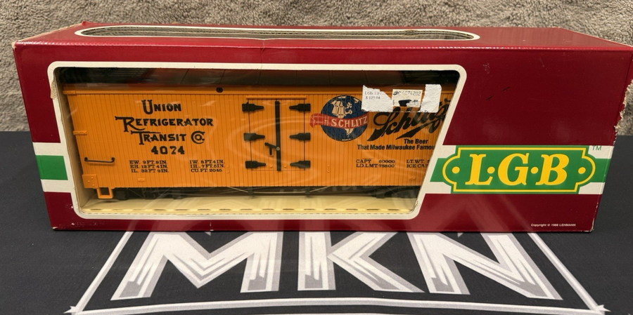 LGB 4074 Z 02 UNION REFRIGERATOR TRANSIT, SCHLITZ BEER REEFER G SCALE EX/Box