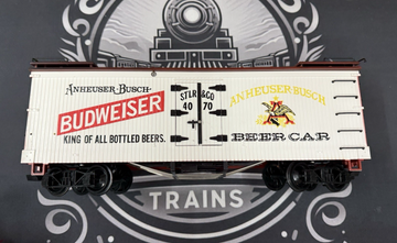LGB 4070 G Scale Budweiser Woodside Reefer Car Ex/ no box