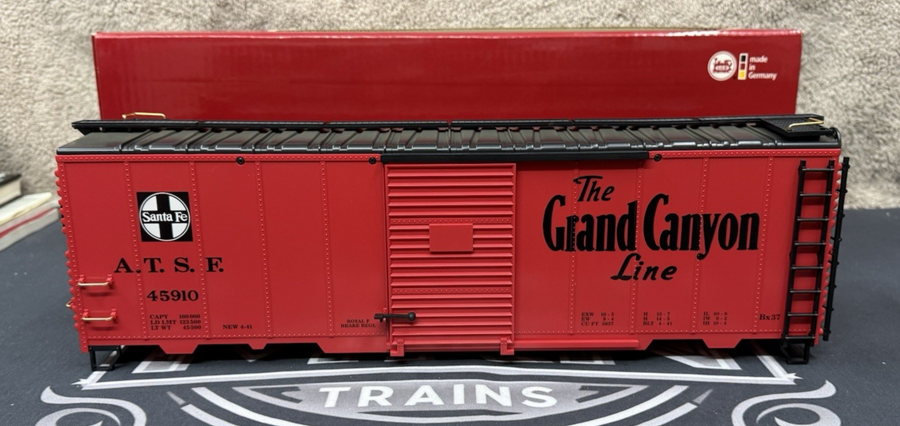 LGB 45910 Santa Fe The Grand Canyon Line Box Car G Scale Kadee No Trucks EX/box
