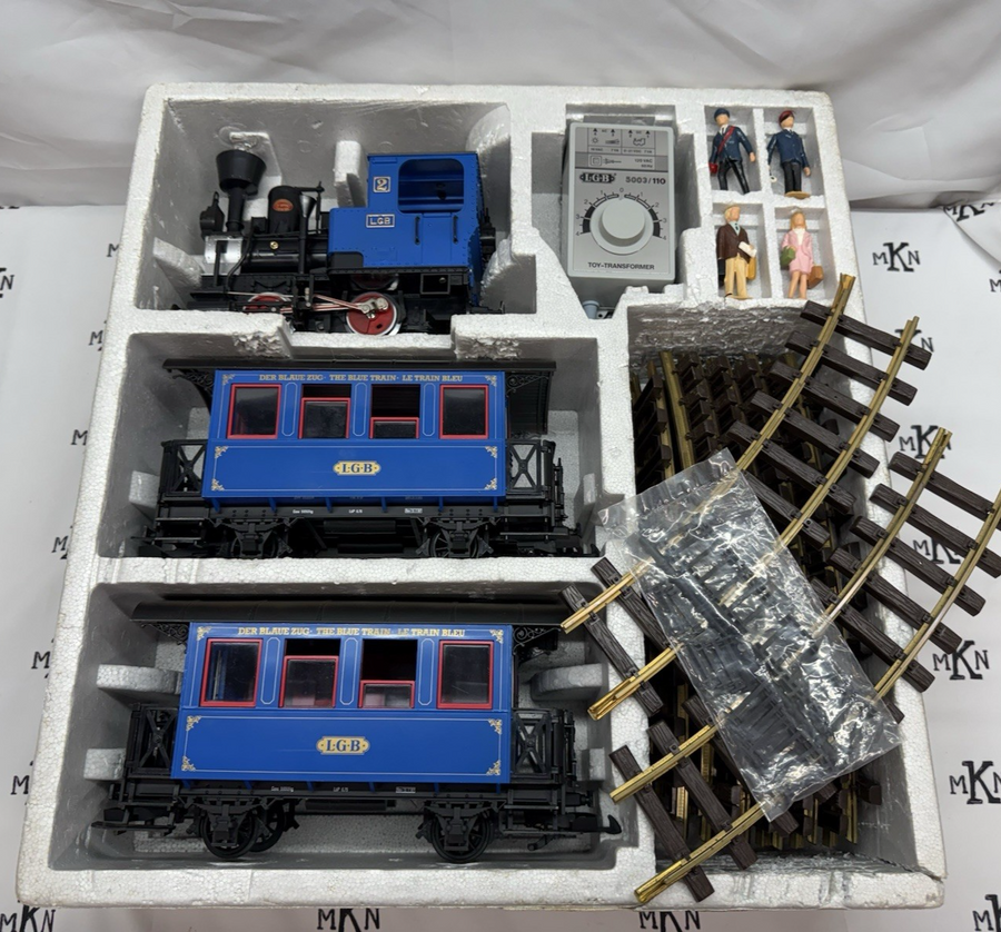 LGB 20301BZ The Blue Train Starter Set G Scale Complete LN with Track