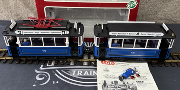 LGB 20202 2035 Trolley Street Cars Set Blue G Scale Tested LN/Box