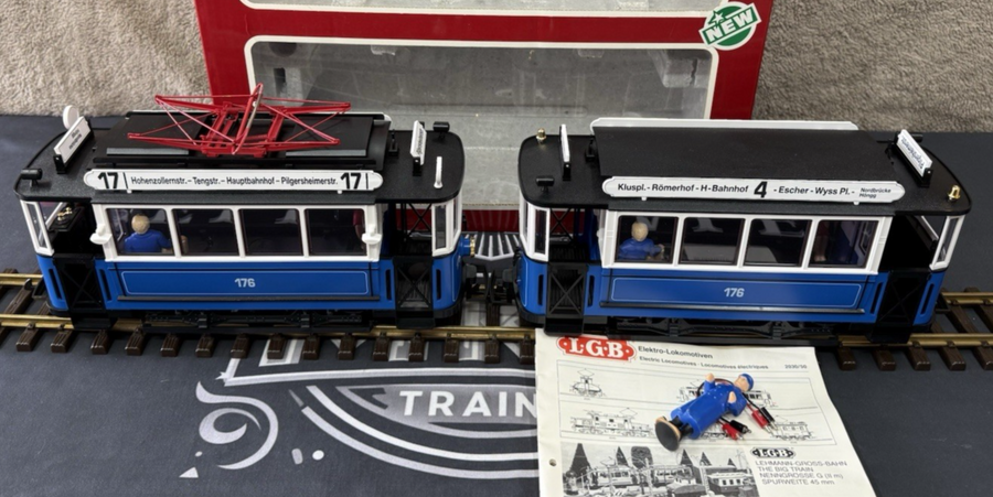 LGB 20202 2035 Trolley Street Cars Set Blue G Scale Tested LN/Box