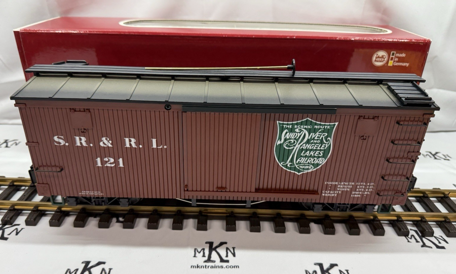 LGB 48670 Sandy River & Rangeley Lakes Boxcar metal wheels knuckles #121 G Scale