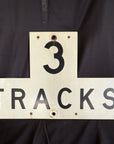 Vintage Original 3 TRACKS RAILROAD SIGN Aluminum 27-1/4 x 16-5/8 Excellent