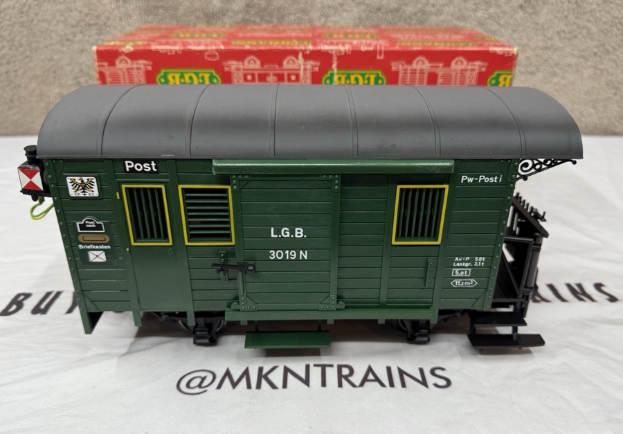LGB 3019N Postal/Baggage Car w/Metal Wheels & Lights Tested G Scale EX/Box