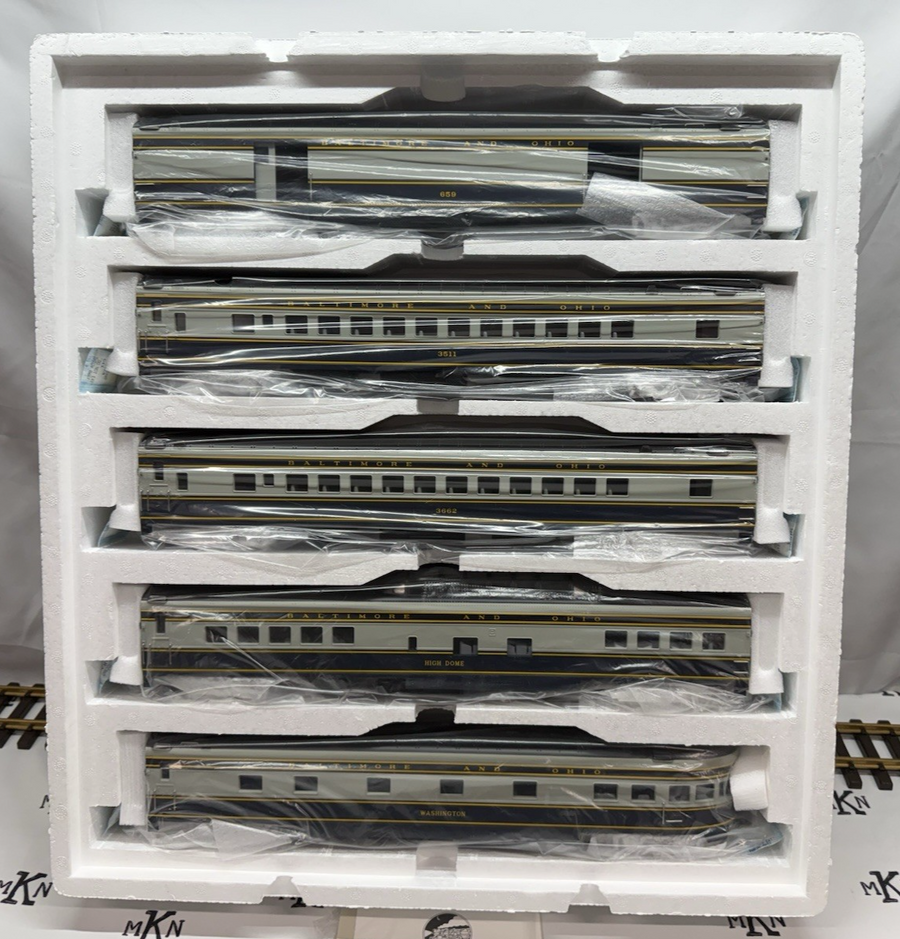 MTH 20-6565 Baltimore & Ohio ABS 5 Car Smooth Passenger Set Brand New O Gauge