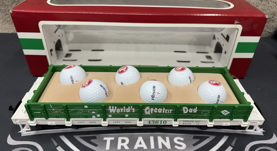 LGB 43610 Flat Car “World’s Greatest Dad” Golf Ball Car LN/Box G Scale