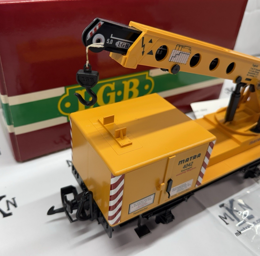LGB 4042 G Scale Matra Yellow Construction Crane Car New with Sleeve