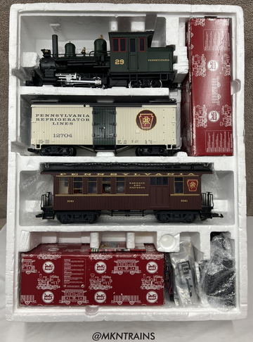 LGB 72120 G Scale Pennsylvanian RR Forney Set: Steam Loco & 2 Cars LN Complete