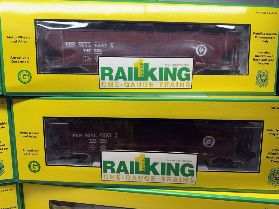 MTH RAILKING One Gauge Pennsy 4 Bay Hoppers 737536/737538 ALL 8 Box Lot G Scale