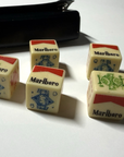 Vintage 1900's Marlboro 5 Piece Poker Dice Set w/Leather Case Antique
