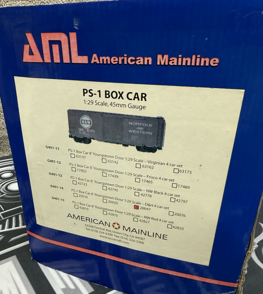 American Mainline G401-14 Delaware & Hudson Steel Box Car #20047 Accucraft LN