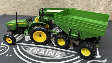 Ertl John Deere Green Metal Tractor Toy Chart 5732 Tool 61-1351 & Plastic Wagons