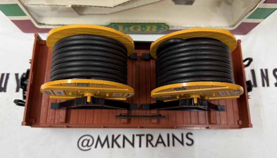 LGB 4002 G Scale Kabel Union Flatcar with Green Cable Reels New/Box