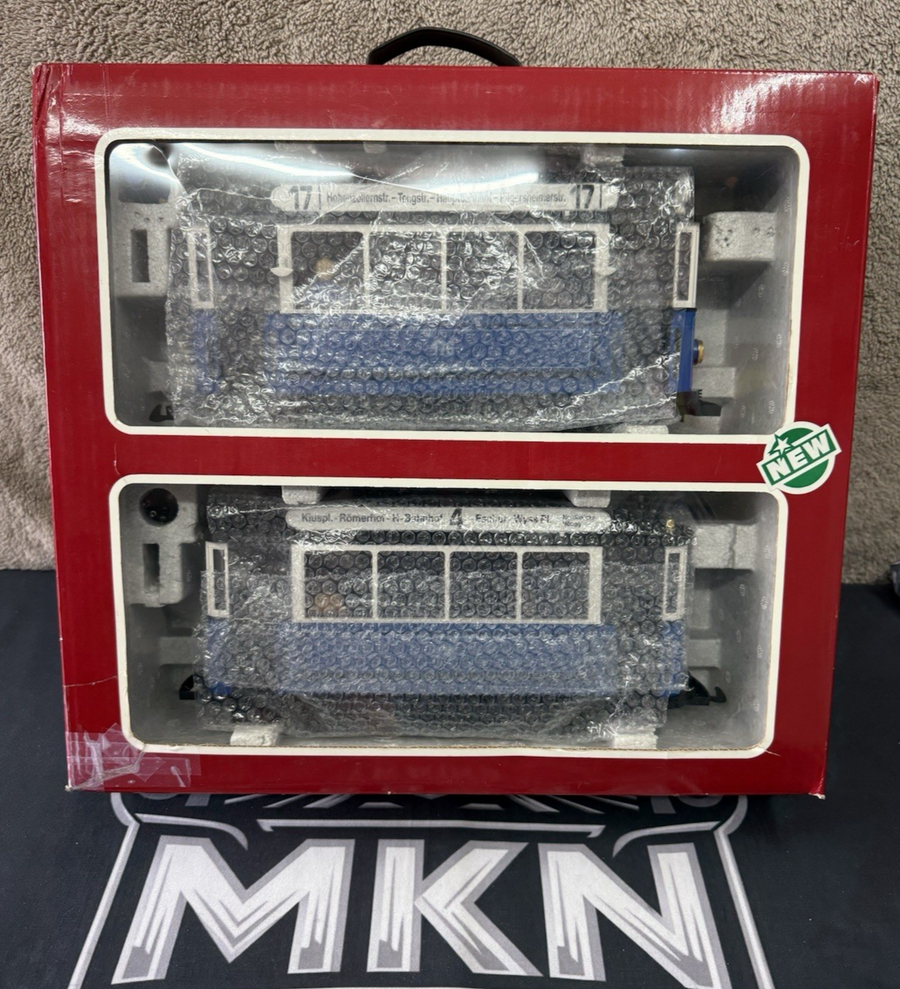 LGB 20202 2035 Trolley Street Cars Set Blue G Scale Tested LN/Box