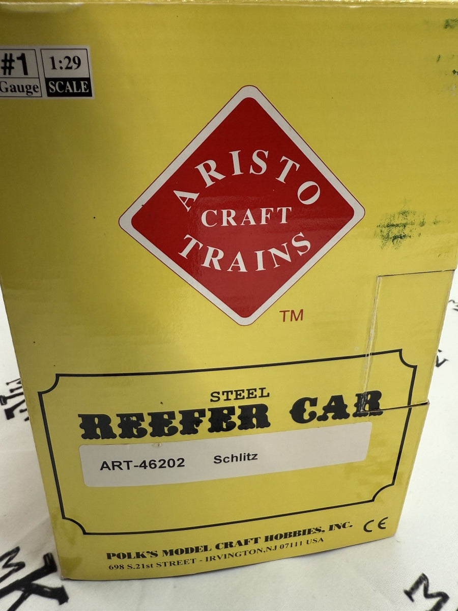 ARISTO CRAFT ART 46202 SCHLITZ BEER Reefer METAL WHEELS G SCALE LN/BOX