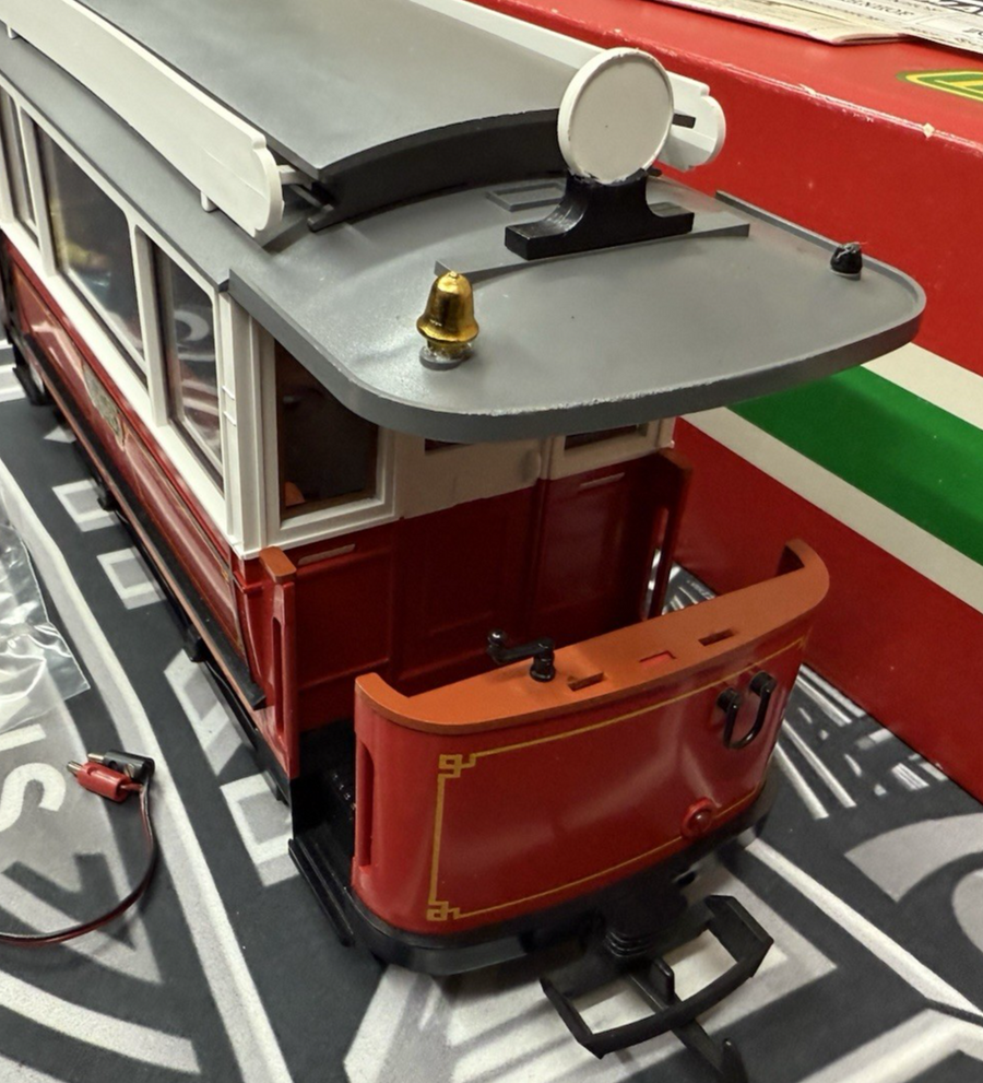 LGB 3600 G Scale Trolley Unpowered Trailer Car LN with box and Stickers.