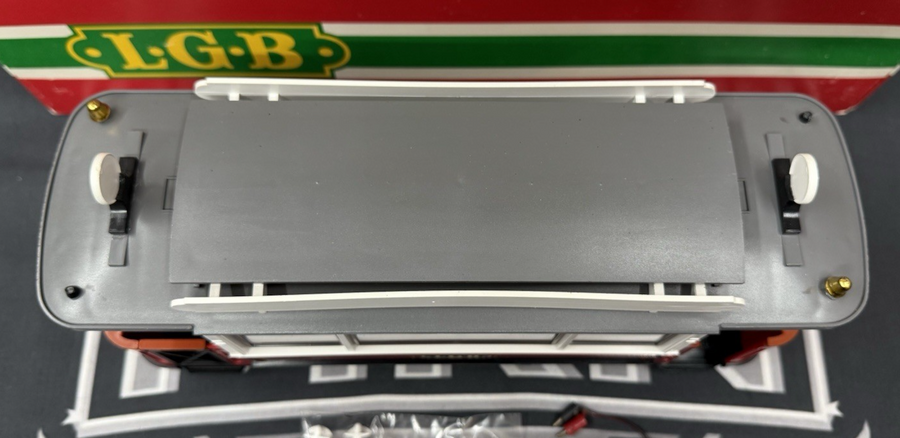 LGB 3600 G Scale Trolley Unpowered Trailer Car LN with box and Stickers.