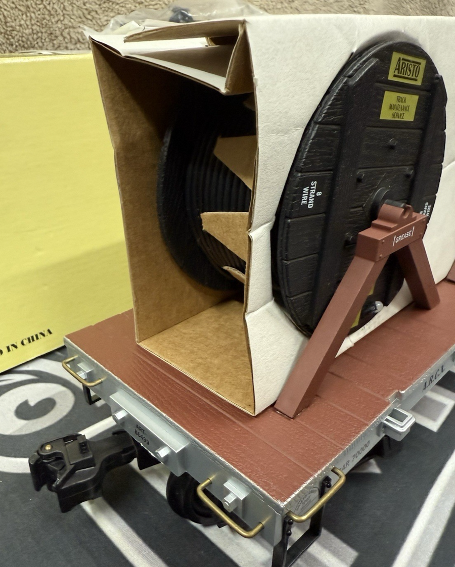 Aristo Craft ART- 86499 Flat Car with Cable Reel Load Brand New G Scale